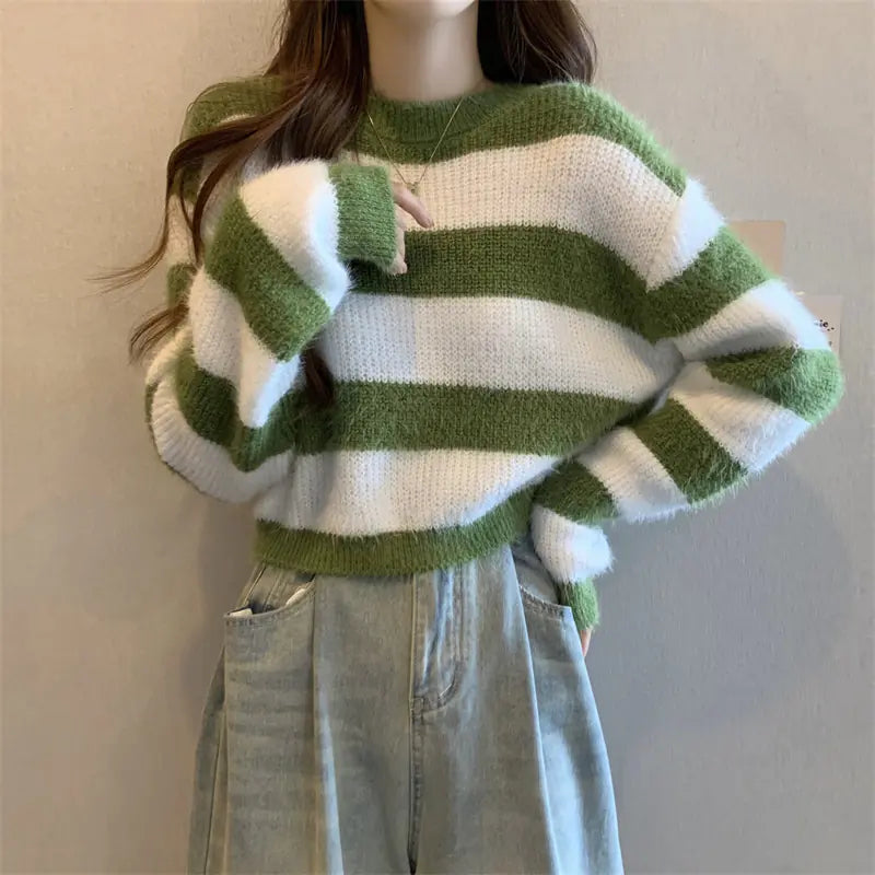 Chic Striped Autumn Sweater for Women