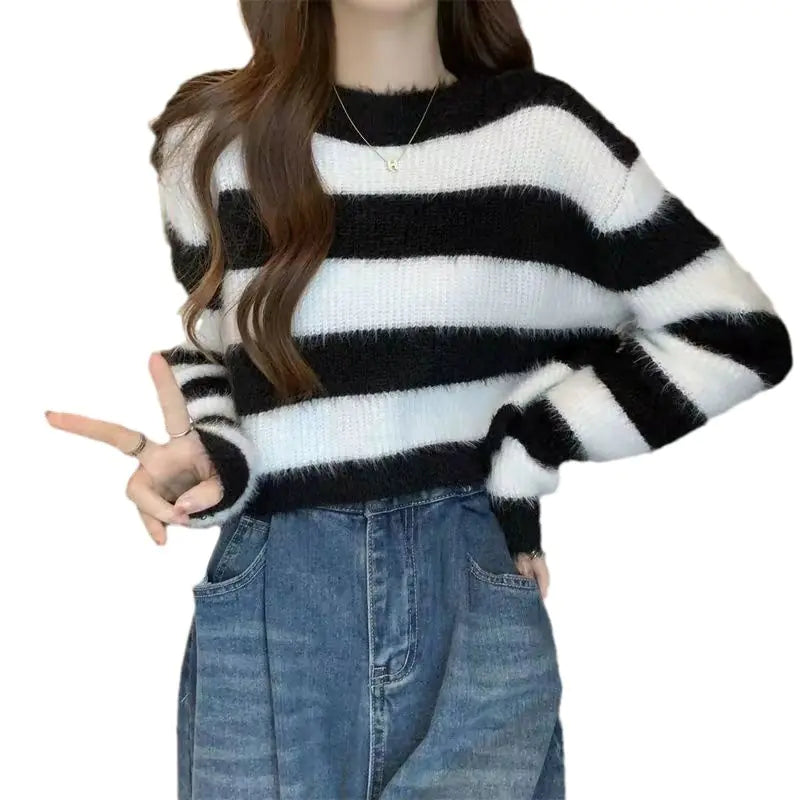 Chic Striped Autumn Sweater for Women