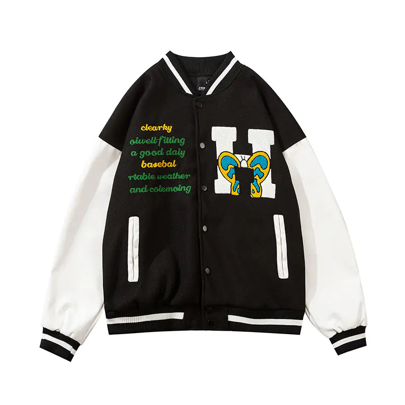 Chic Embroidered Couples' Varsity Jacket